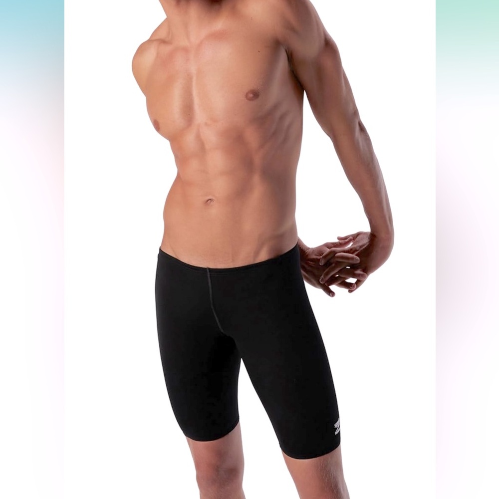 NWT Speedo Black Men's Swimsuit Jammer Endurance, Size 34 = 36 Waist